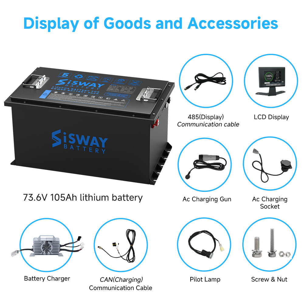 Smart 72V 105Ah Lithium Golf Cart Battery, 73.6 Volt 7728Wh 14.72kW Metal case LifePO4 Battery For Golf Cart