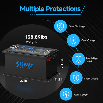 Smart 72V 105Ah Lithium Golf Cart Battery, 73.6 Volt 7728Wh 14.72kW Metal case LifePO4 Battery For Golf Cart