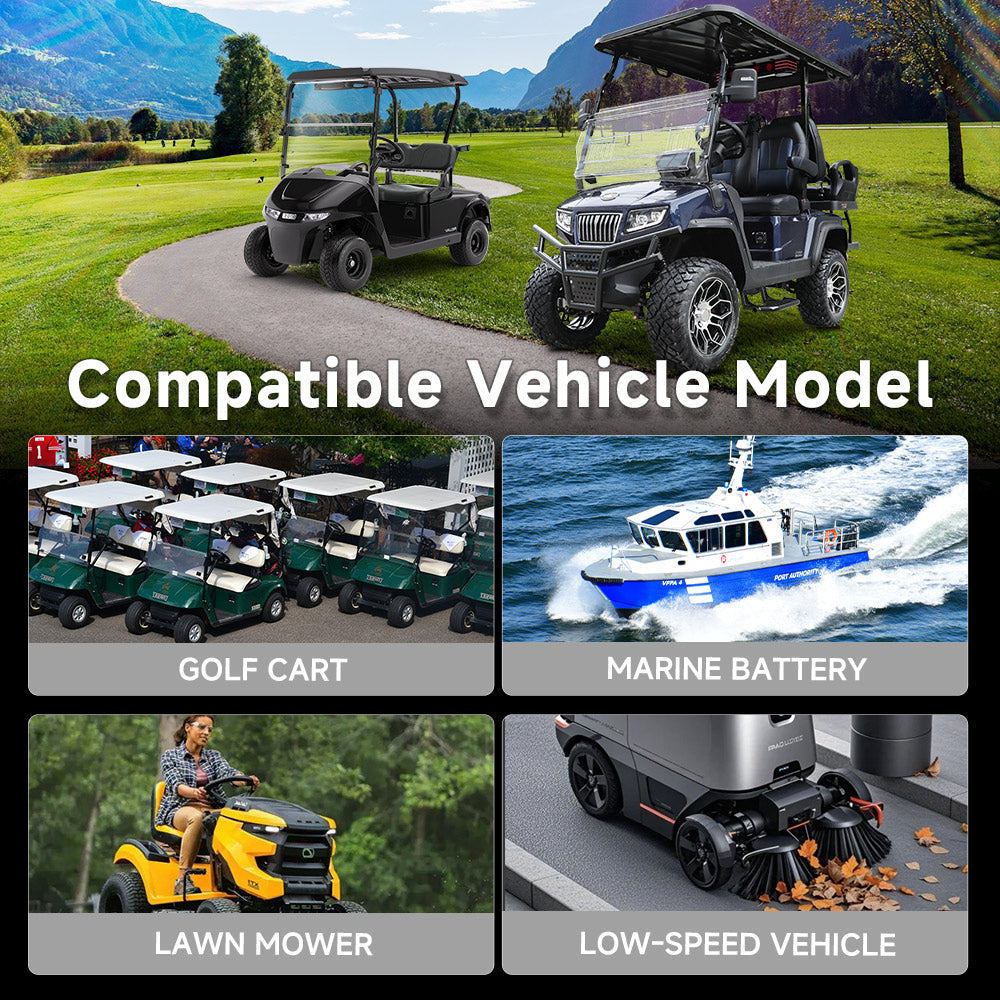 Smart 72V 105Ah Lithium Golf Cart Battery, 73.6 Volt 7728Wh 14.72kW Metal case LifePO4 Battery For Golf Cart